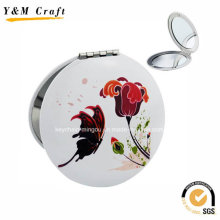 Petit miroir cosmétique rond blanc en aluminium fait sur commande Ym1160